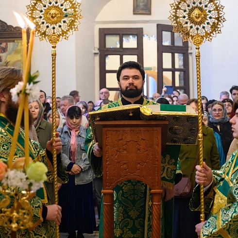 В день празднования Входа Господня в Иерусалим митрополит Арсений совершил Литургию в Свято-Троицком кафедральном соборе города Пскова